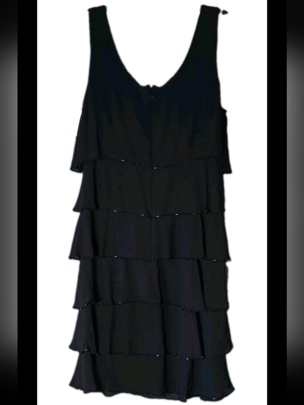 Black Tiered Beaded Layers Sleeveless Dress Whimsygoth Party - Picture 2 of 8